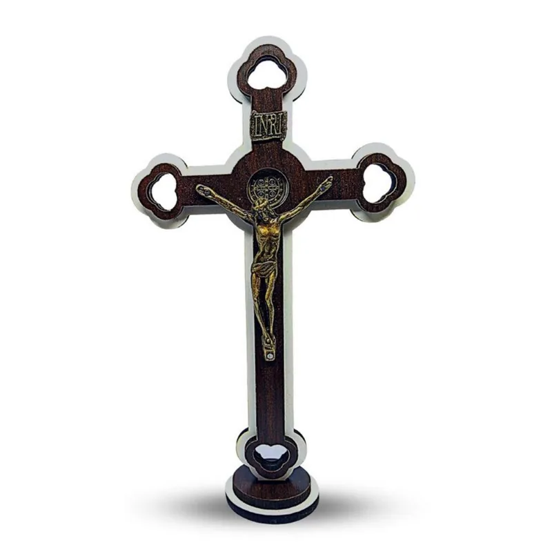 Crucifixo De Parede Em Madeira Cruz Para Sala 15cm
