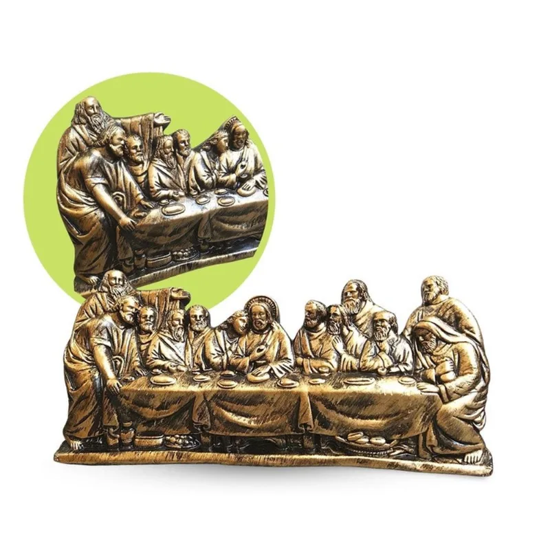 Santa Ceia Gesso Parede E Mesa Luxo Cor Dourada Moderna 54cm