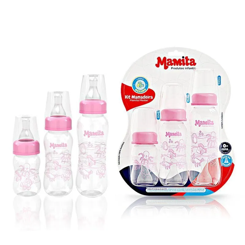 Kit 3 Mamadeiras Mamita No Blister (80ml - 150ml - 240ml)