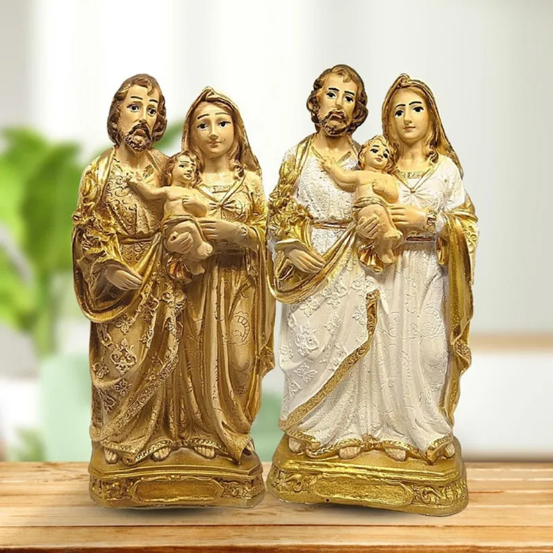 Escultura Imagem Sagrada Família Casamento Traços Finos 20cm