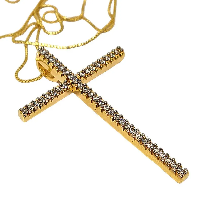 Colar Feminino Pingente De Cruz Banhado A Ouro 18k
