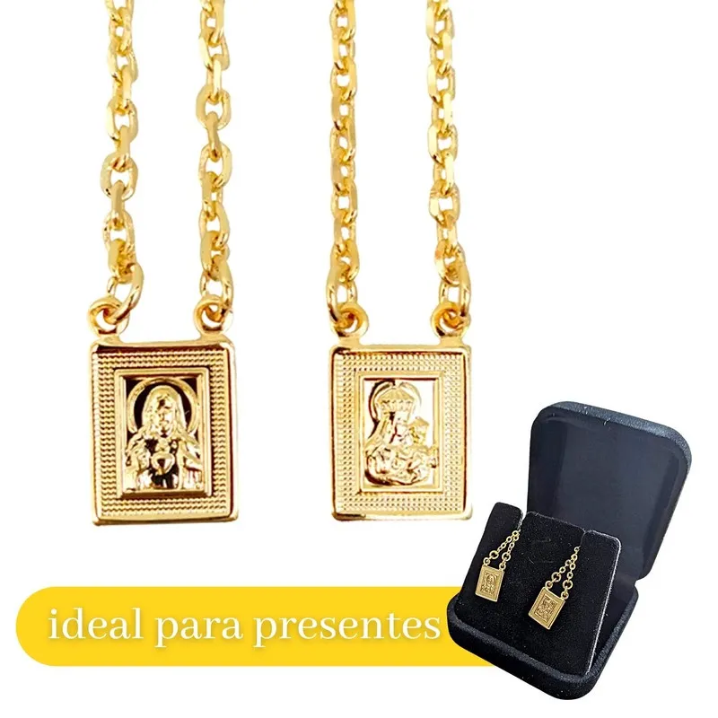 Escapulario Carmo Banhado A Ouro 18k Semi Joia Delicado