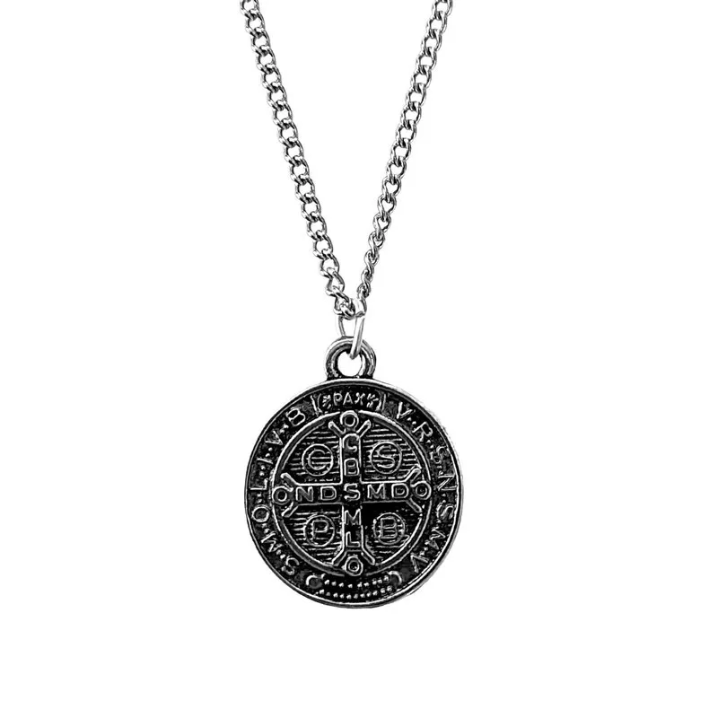 Corrente Com Medalha Masculina De São Bento Prata Aço Inox
