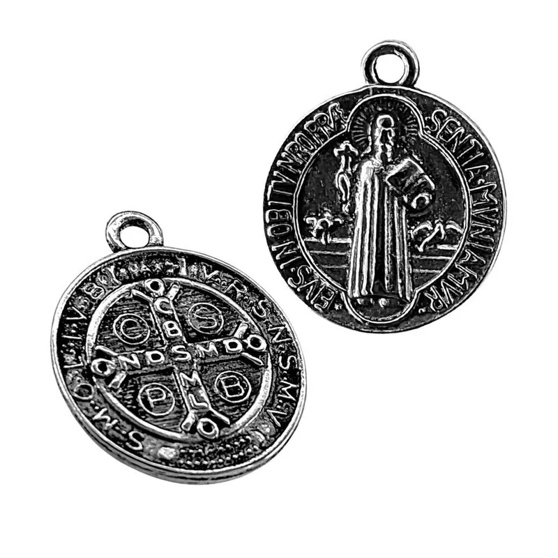 Medalha Sao Bento Tradicional Prata Grande Lembrança 1,8cm
