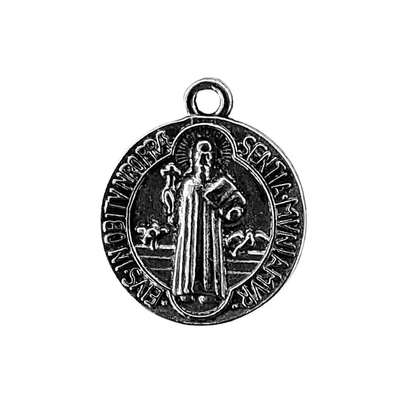 Pingente Medalha De Sao Bento Grande Delicada Prata 1,8cm