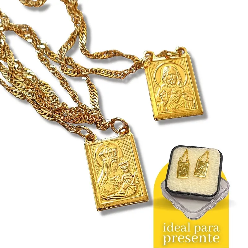 Escapulário Dourado Masculino Presente Aniversario De Namoro