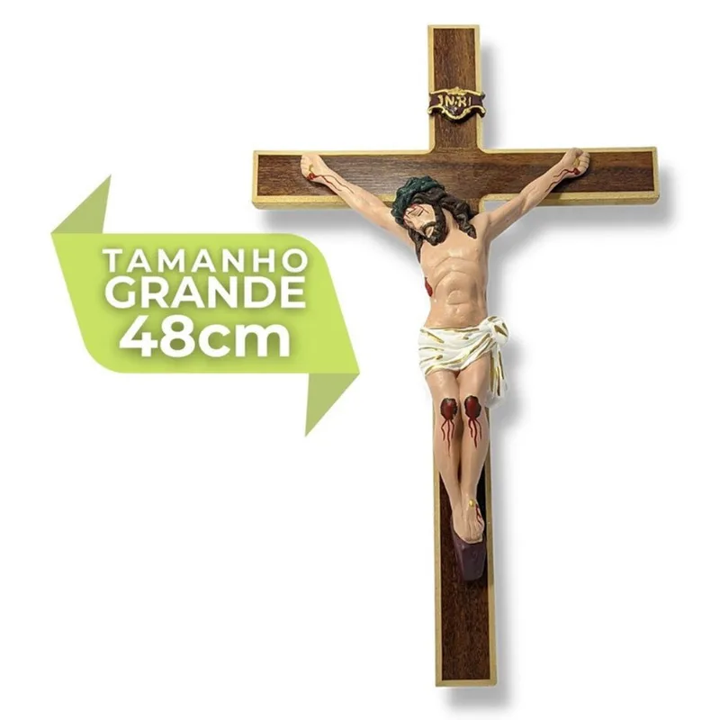 Crucifixo De Parede Para Igreja Cruz De Madeira Parede 48cm