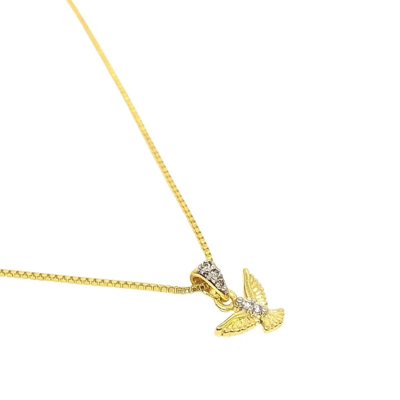 Colar Do Divino Espírito Santo Feminino Banhado A Ouro Lindo