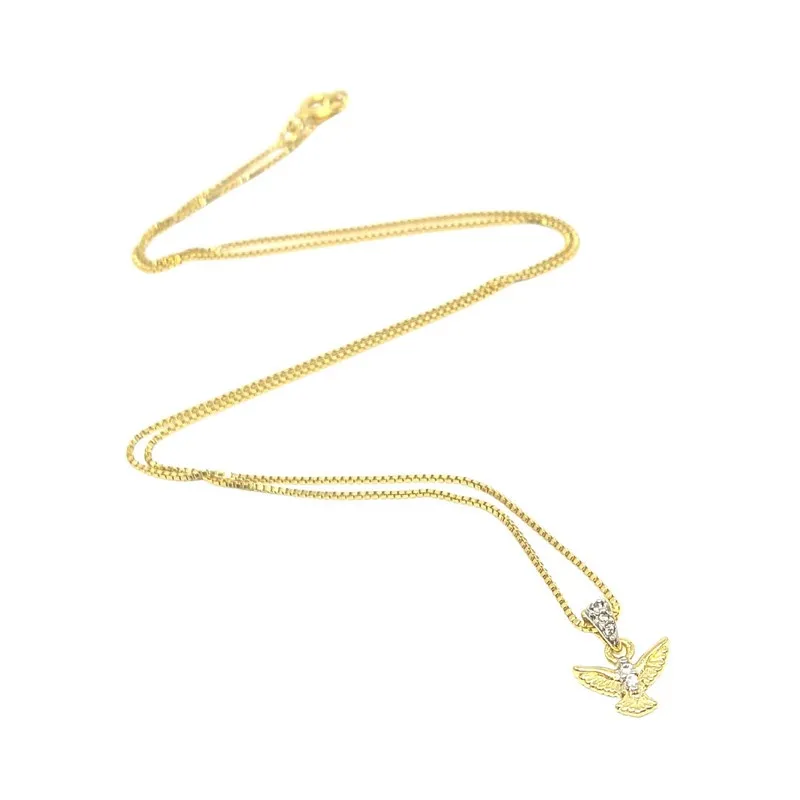 Colar Com Divino Espirito Santo Banhado A Ouro Semijoia