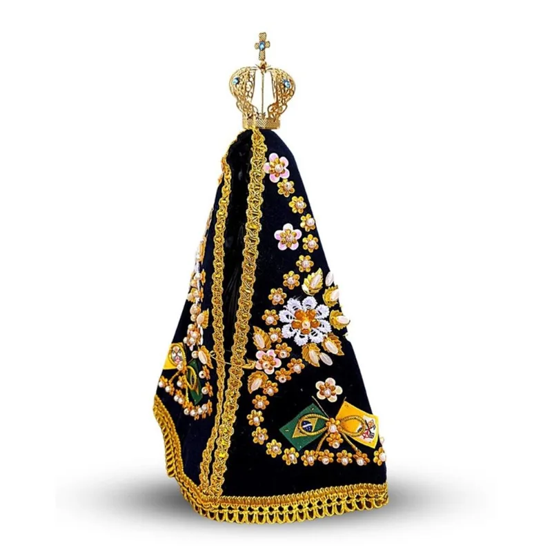Nossa Senhora Aparecida Em Resina Com Manto E Coroa 25cm