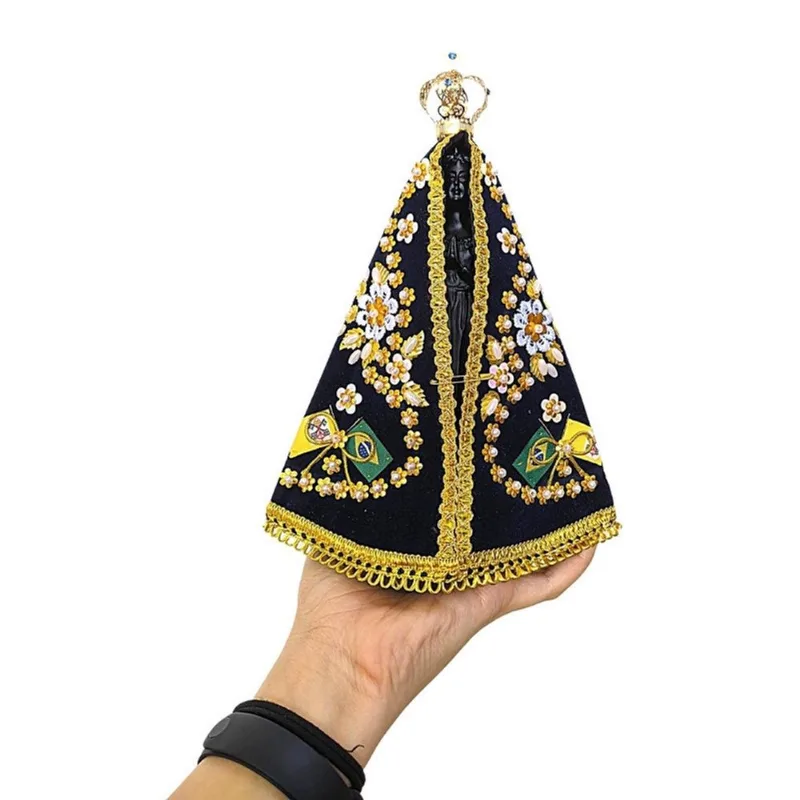 Imagem Senhora Aparecida Em Resina Com Manto E Coroa 25cm