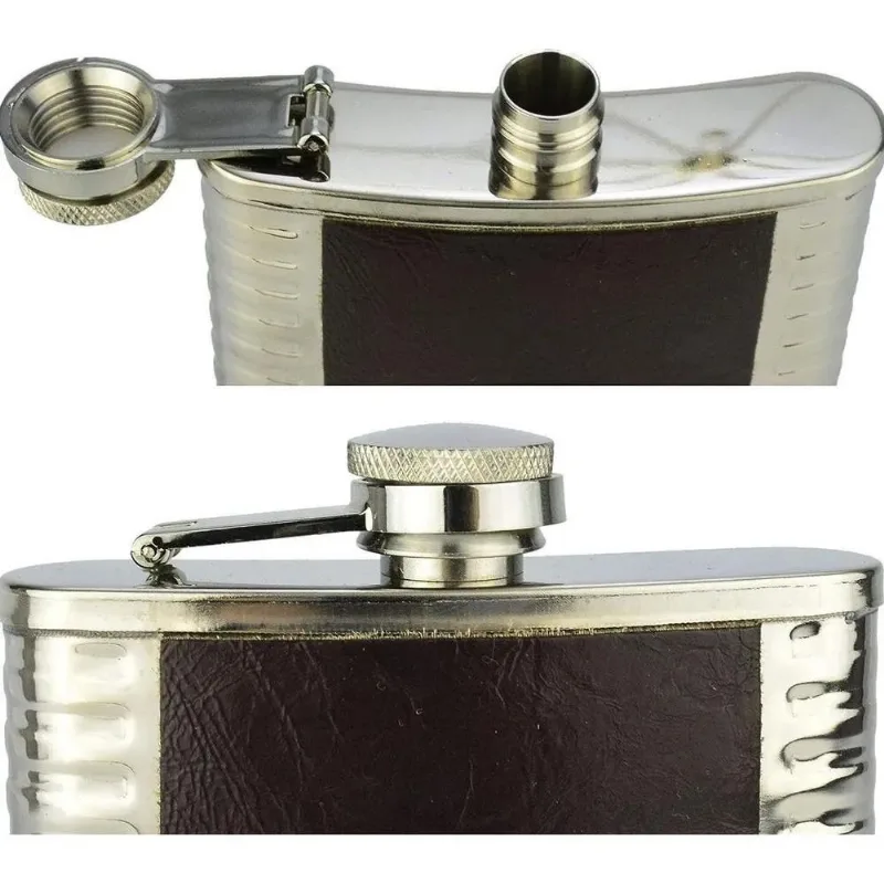 3x Cantil Porta Bebida De Bolso 255ml Inox Revestido Em Cour