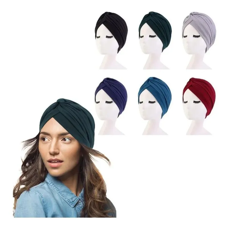 3x Kit 6 Turbante Chapéu Fechado Indianos Feminino Elegante