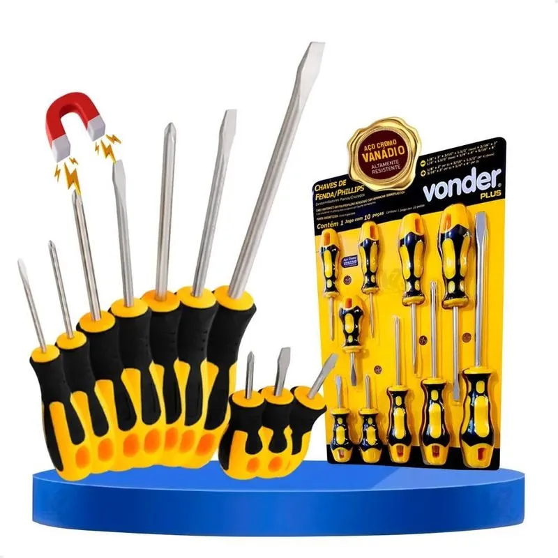 5x Jogo Chave Fenda Philips Magnetizada Imã Profissional 10p