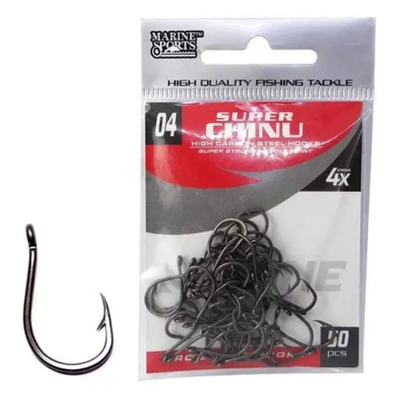 2x Anzol Marine Sports Super Chinu Strong 04 Preto Com 50 Un