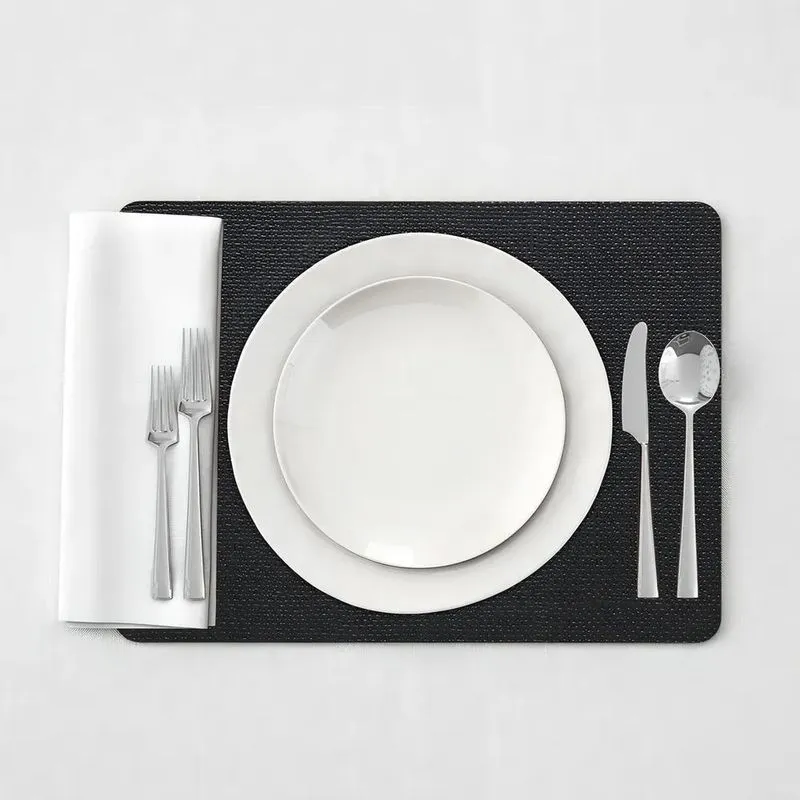 3x 6 Jogo Americano Preto Impermeável 29 X 44cm - Id Decor