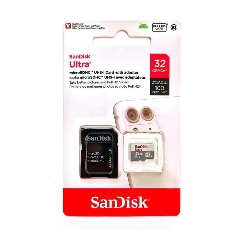 Cartão Memória Sandisk Ultra 32GB 100MB/s Classe 10 Microsd