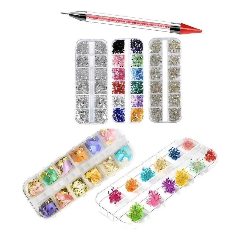 Kit Strass Pedrinha Madrepérola Flores Seca + Caneta Modelo