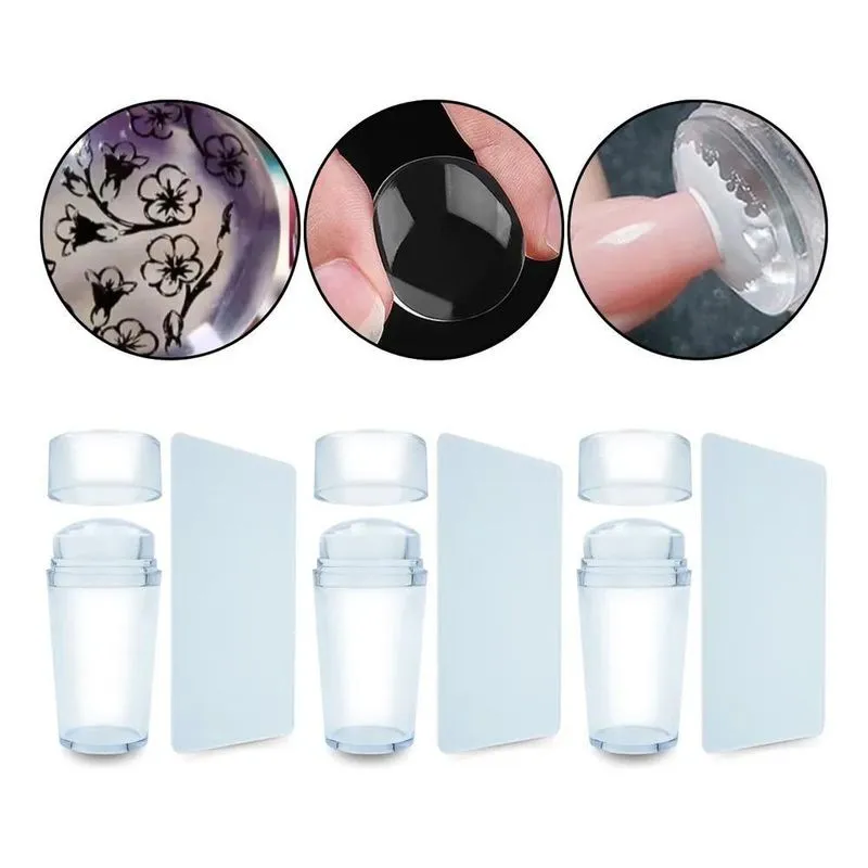 10x Kit 3 Carimbos De Silicone Francesinha Unhas Com Raspad
