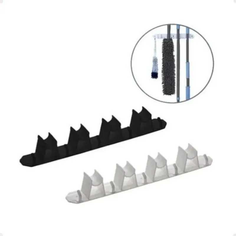 10x Suporte Porta Vassoura De Parede Com 4 Encaixes E 5 Gan