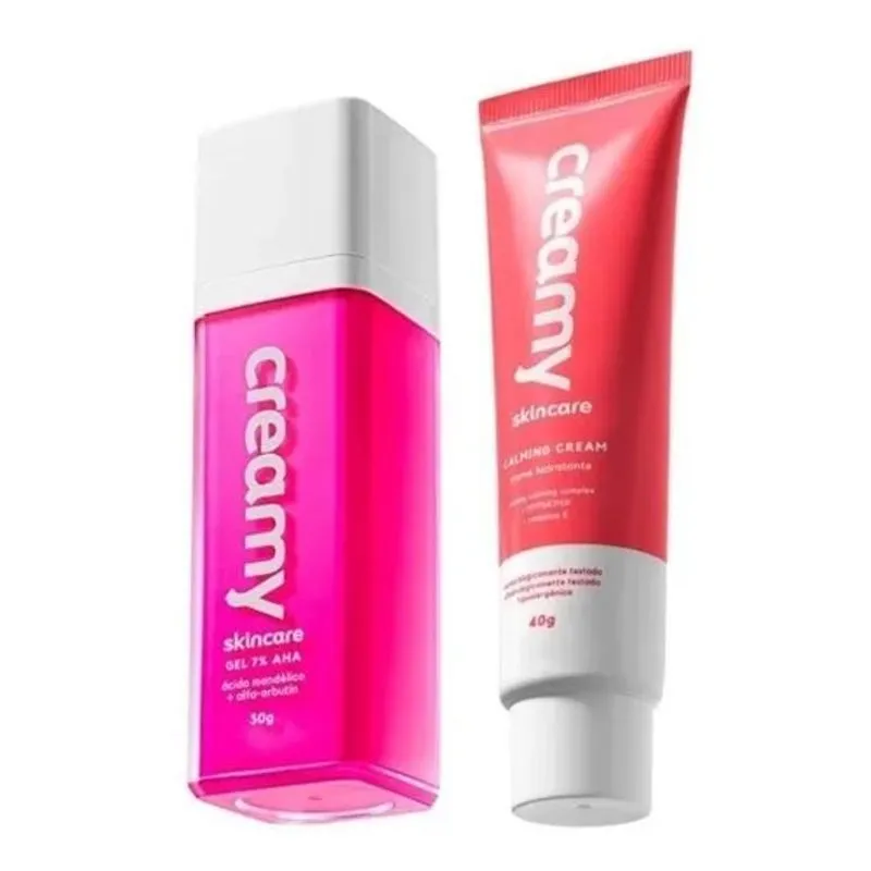 3x Kit Creamy Gel 7% Aha 30g E Creamy Calming Cream 40g Tipo
