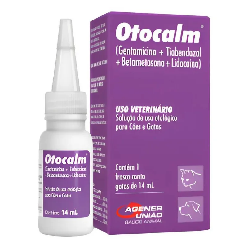 Otocalm Gotas 14ml Para Cães/gatos Agener Solução Otologica