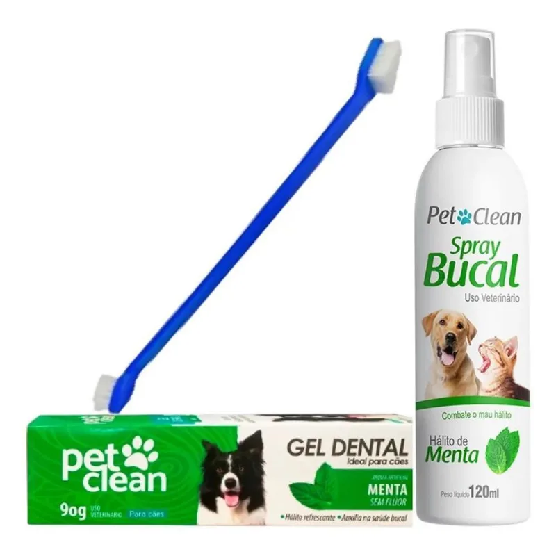 5x Kit Pasta De Dente Pet + Spray Bucal + Escova Dental Dupl