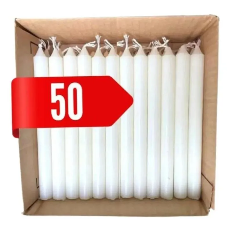 50 Velas Palito Branca 13,5 Cm De Qualidade