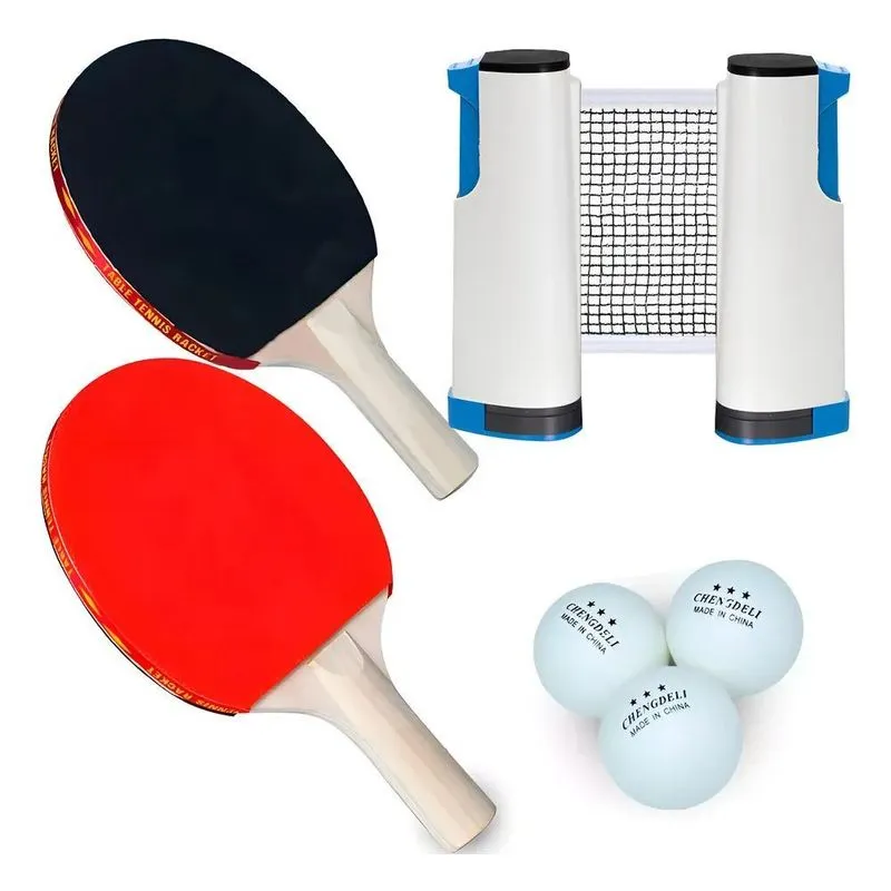 Kit 2 Raquete Tenis De Mesa Ping Pong Lisa Rede Retratil Pro