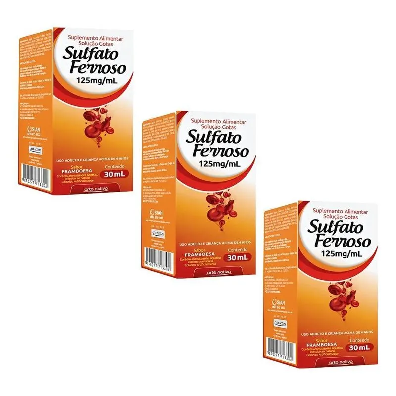 2x 3 Sulfato Ferroso 125mg/ml 30ml Arte Nativa