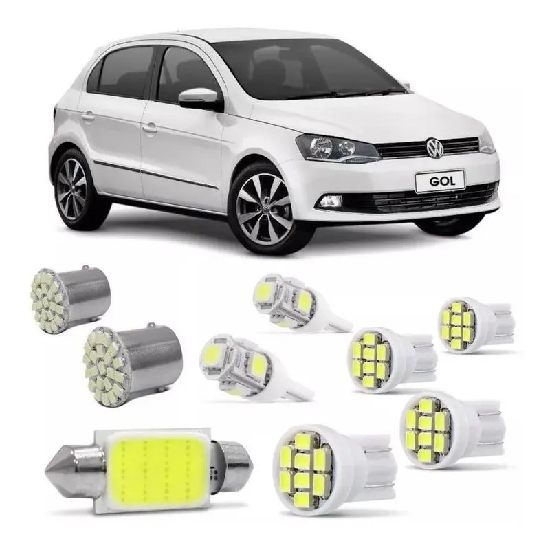 10x Kit Lampadas Led Gol Voyage G4 G5 G6 Teto Placa Ré Faro