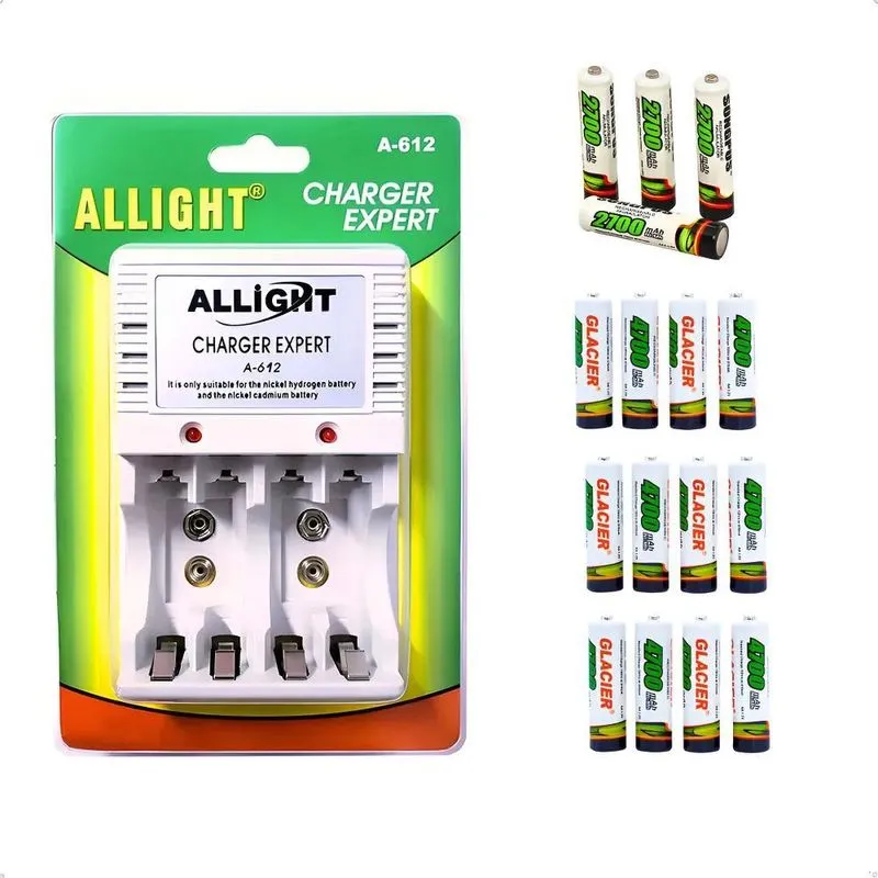 Kit 16 Pilhas Recarregáveis (12AA E 4AAA) + Carregador