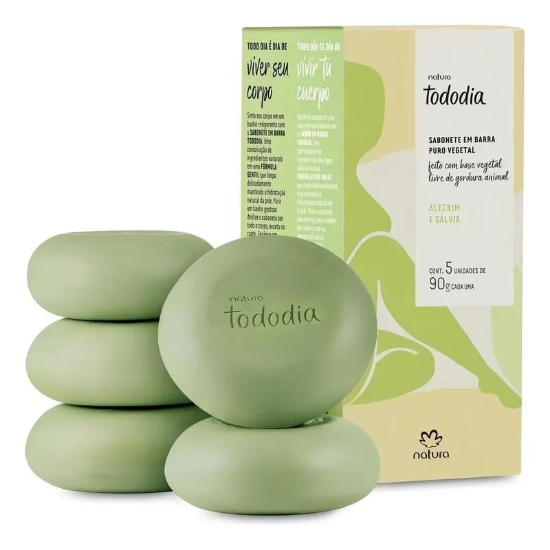 3x Tododia Sab Em Barra Puro Vegetal Alecrim E Sálvia 5 Und