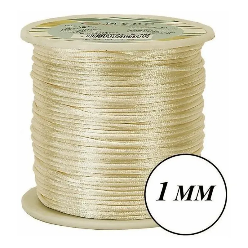 Fio Cordão Cetim Seda Rabo Rato 1mm 10m - Var Bege Claro
