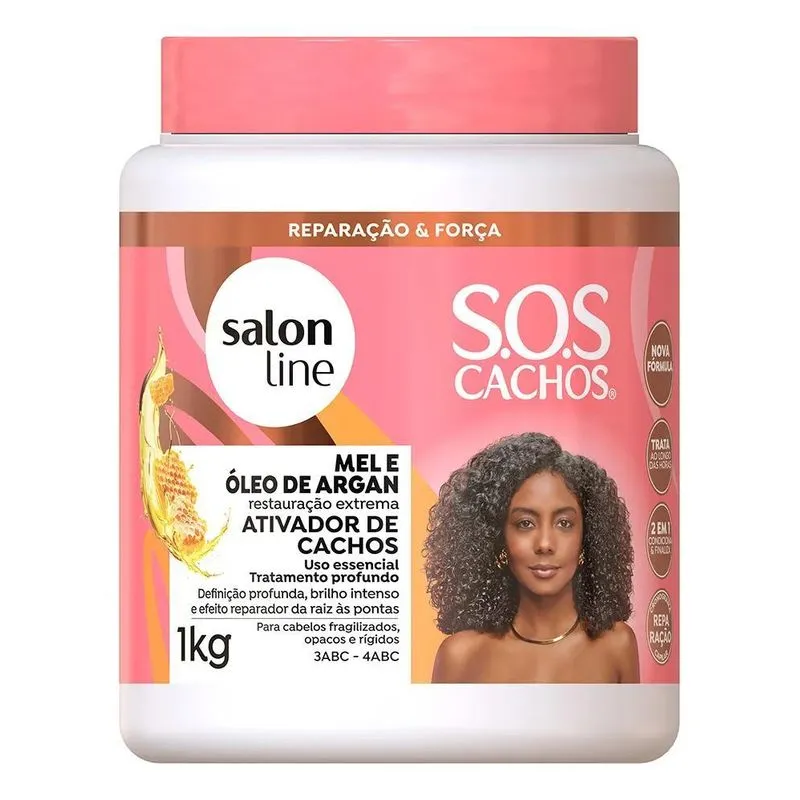 5x Ativador Cachos Mel E Argan Restaura Define Salon Line 1k