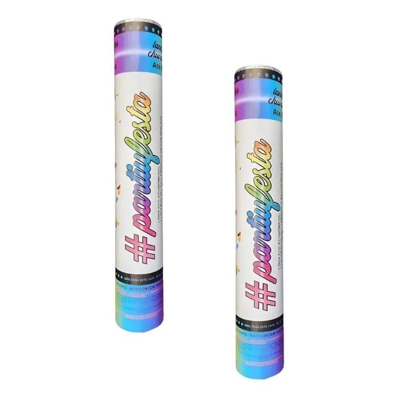 2 Lança Confete Festa Metalizado Bal Multicolor
