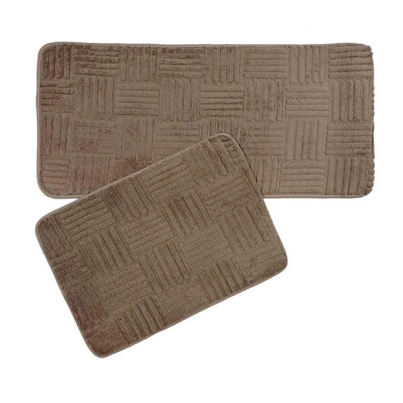 Kit Tapete + Passadeira Antiderrapante Com Felpa Macio 2 Pçs