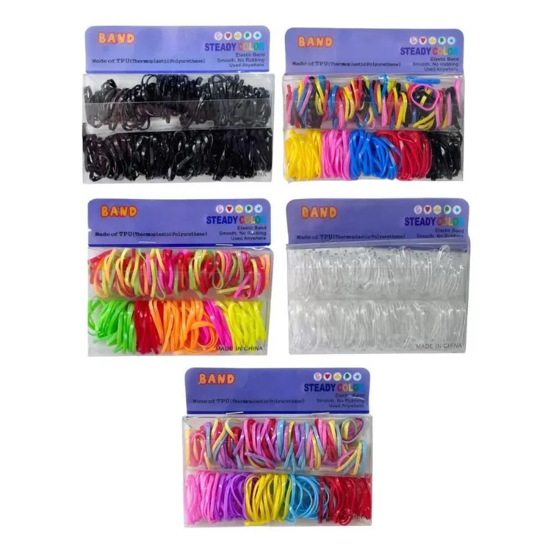 Elástico De Silicone Para Cabelo 5 Pacotes = 100 Sortidos