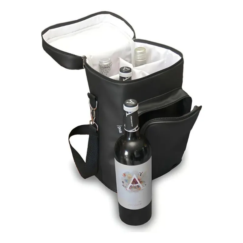 Bolsa Porta Vinho Wine Bag Térmica Com Alça 4 Garrafas Couro