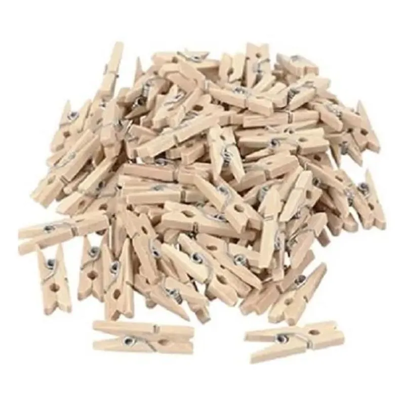 5x 50 Mini Prendedor Pregador 2.5cm De Madeira Cores Variada