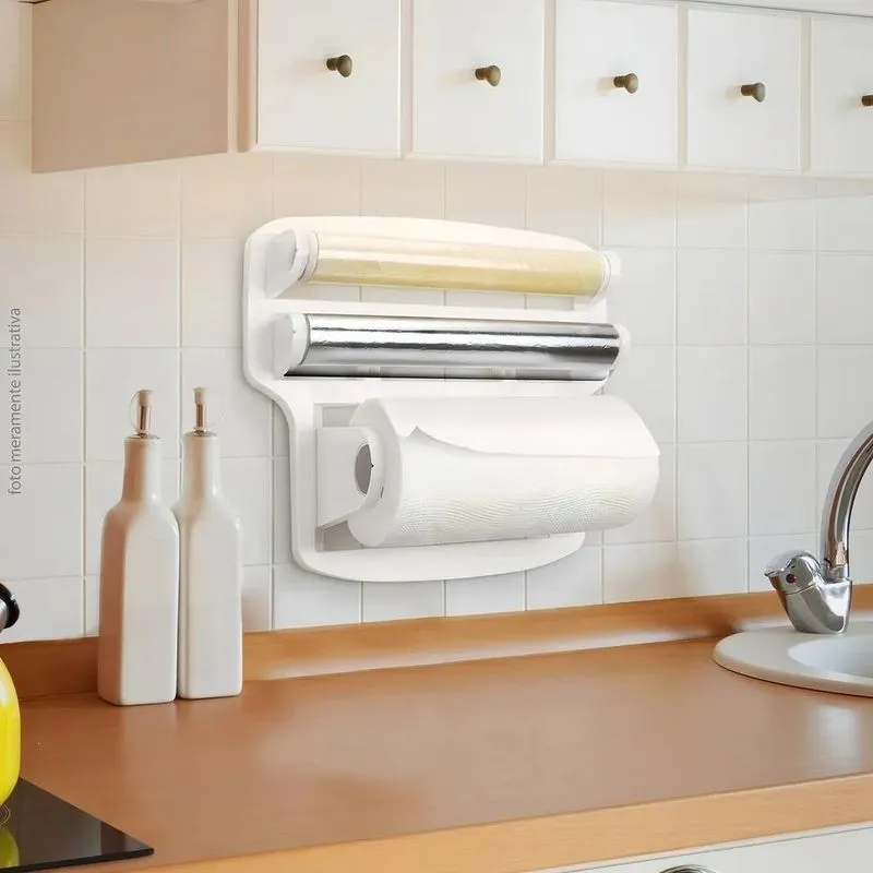 Suporte Papel Alumínio Filme Cozinha Suspensa Toalhas Pvc Co