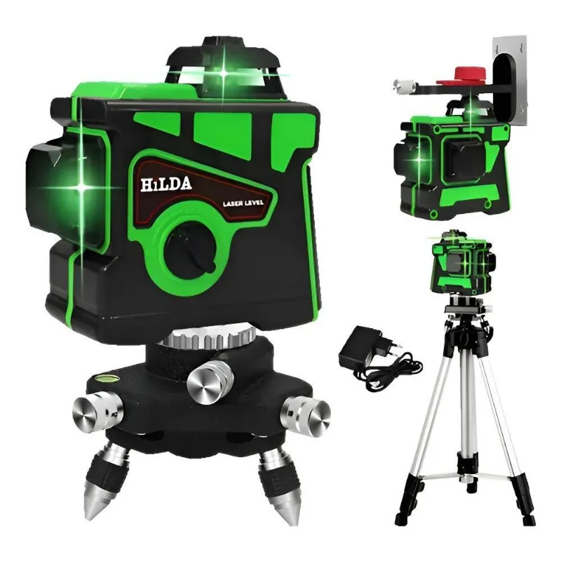 Nível Laser Hilda 12 Linhas 3d Auto Nivelamento Com Tripé