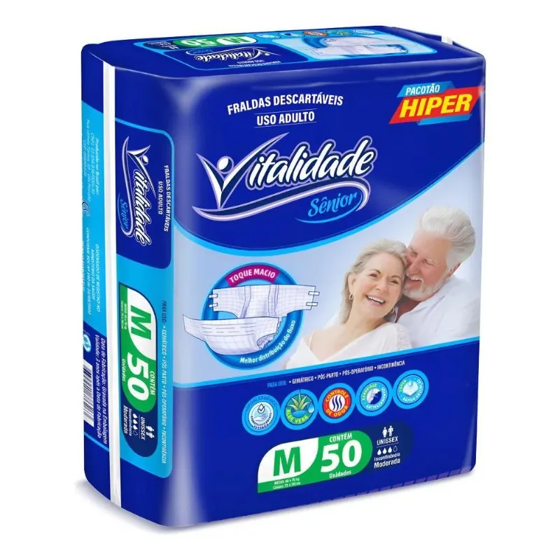 Fralda Geriátrica Adulto M Vitalidade Sênior Com 50 Unidades