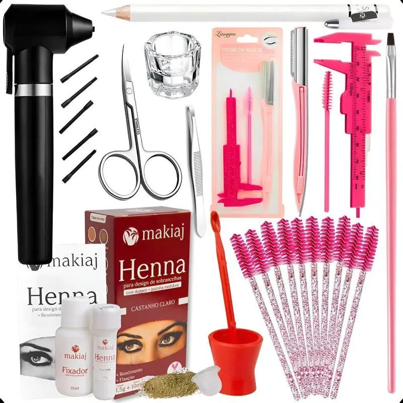 Kit Completo Henna Sobrancelha: I - Kit Henna Castanho Claro