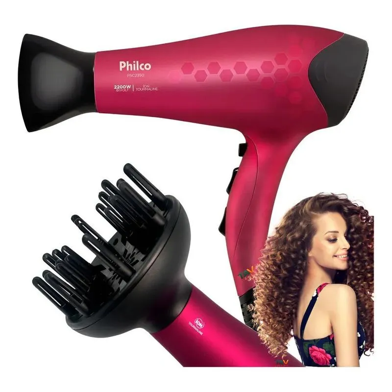 Secador Philco Profissional 2100w: Cachos Pe - Pink 127/220v