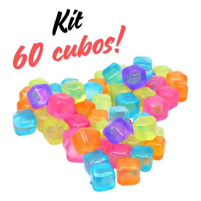 2x 60 Cubos De Gelo Artificial Reutilizável Coloridos Quadra