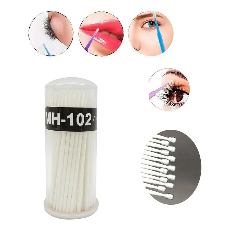 Microbrush Cotonete Alongamento Fio A Fio Cílios 100u Branco