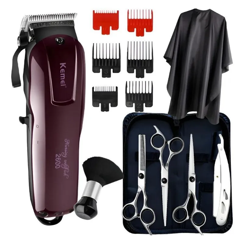 Kit Maquina Cortar Cabelo E 3 Tesouras Barbeiro Profissional