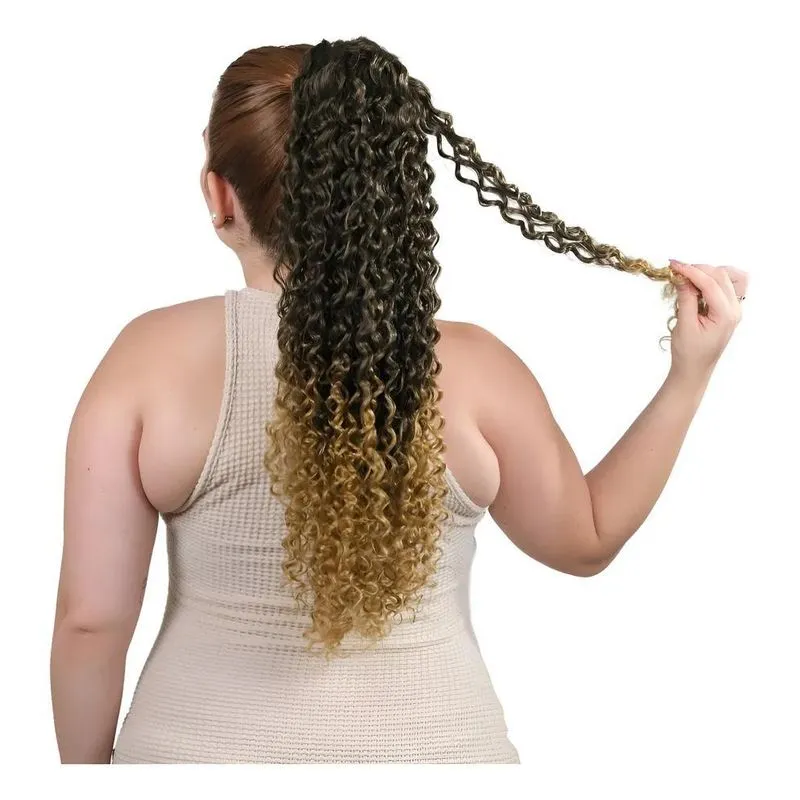 Rabo De Cavalo Bio Fibra - Mt1b/27 Degradê Preto E Loiro Mel