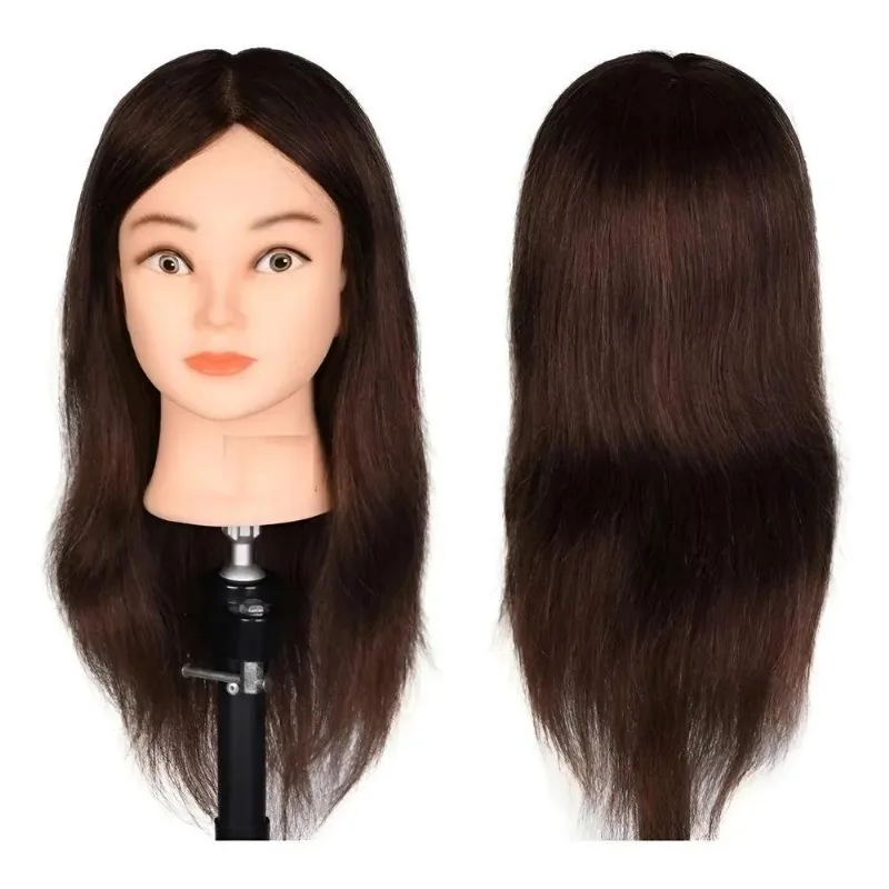 Cabelo Humano 100% 55cm: Manequim Profissional Tr - Castanho